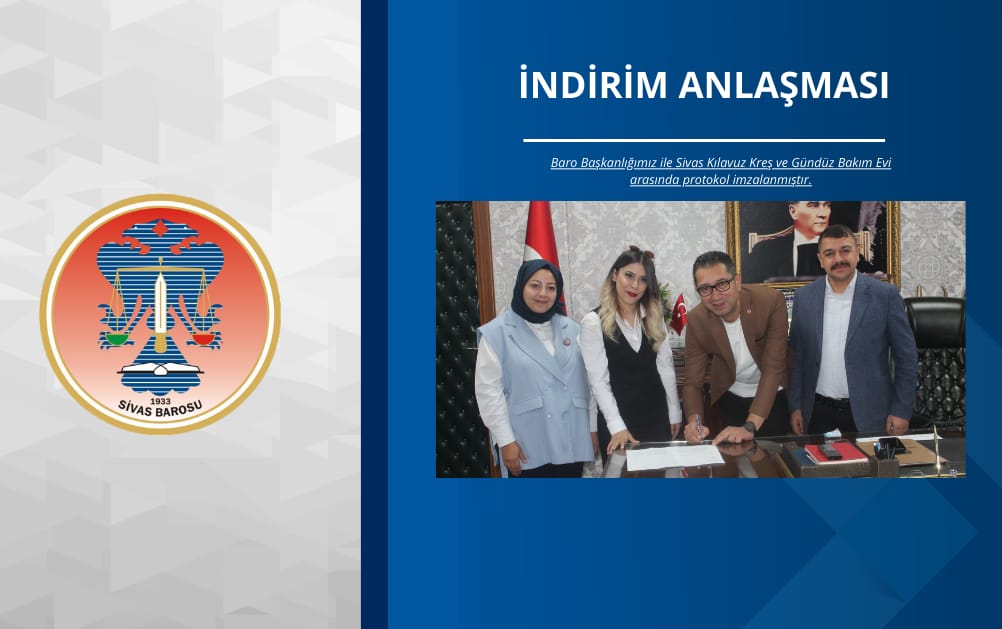 Baro Başkanlığımız ile Sivas Kılavuz Kreş ve Gündüz Bakım Evi arasında protokol imzalanmıştır.